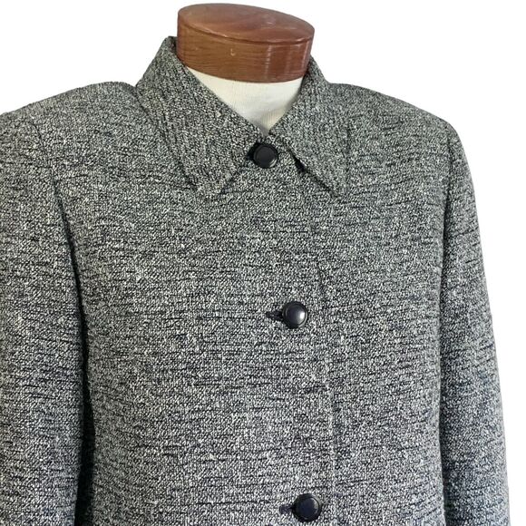 Vintage 70s Herbert Grossman Tweed Jacket Blazer Blue Gray City Chic Retro Sz 12 - Picture 6 of 13